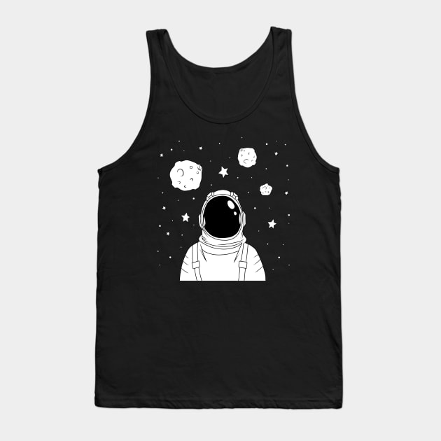Astronaut and Asteroids Tank Top by valentinahramov